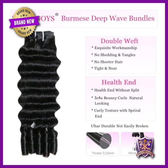 Burmese Deep Wave Human Hair Bundles 20-24 Inch Virgin Hair Quick Weave main image 4